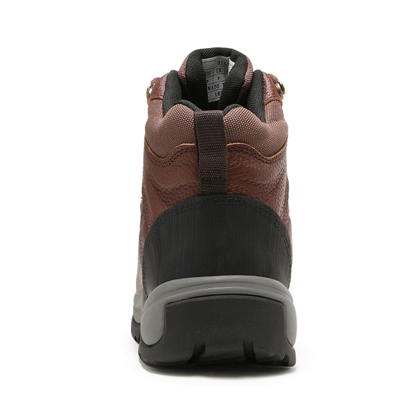 Men's Waterproof Leather Steel Toe Work Boots - BROWN LITCHI - 4